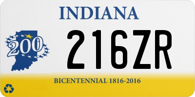 IN license plate 216ZR