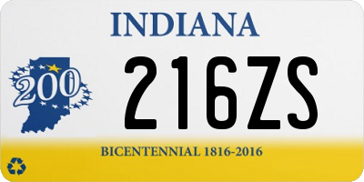 IN license plate 216ZS