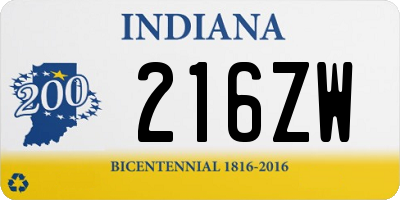 IN license plate 216ZW