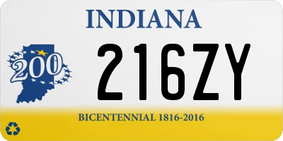 IN license plate 216ZY