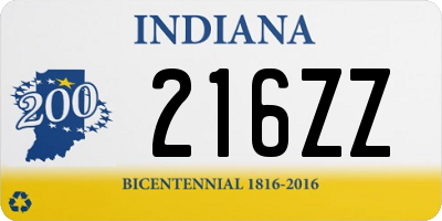 IN license plate 216ZZ