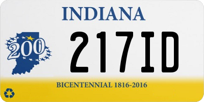 IN license plate 217ID