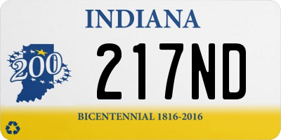 IN license plate 217ND