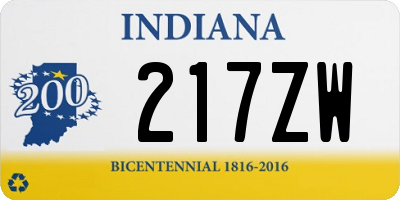 IN license plate 217ZW