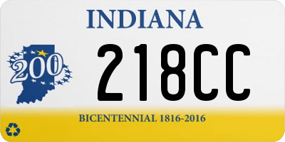 IN license plate 218CC