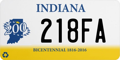 IN license plate 218FA