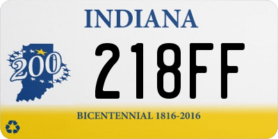 IN license plate 218FF