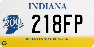 IN license plate 218FP