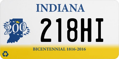 IN license plate 218HI