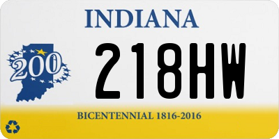 IN license plate 218HW