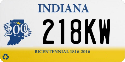 IN license plate 218KW