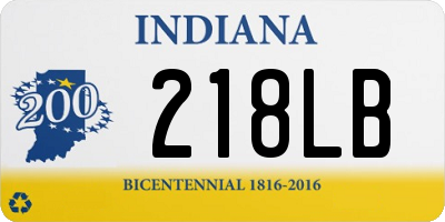 IN license plate 218LB