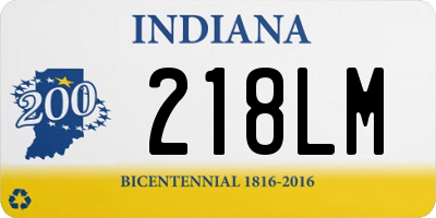 IN license plate 218LM