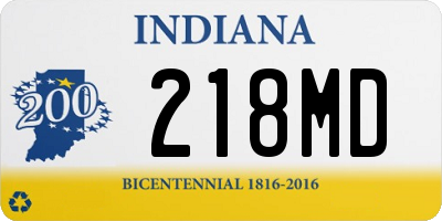 IN license plate 218MD