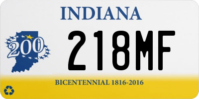 IN license plate 218MF