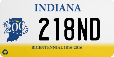 IN license plate 218ND