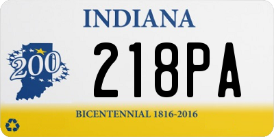 IN license plate 218PA