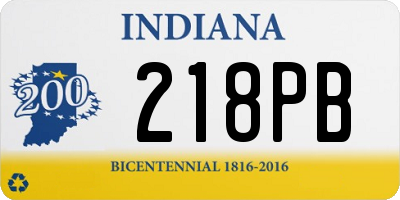 IN license plate 218PB