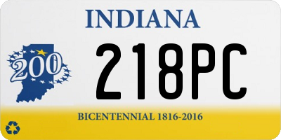 IN license plate 218PC