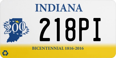 IN license plate 218PI