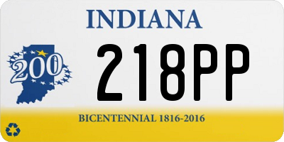 IN license plate 218PP