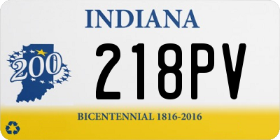 IN license plate 218PV