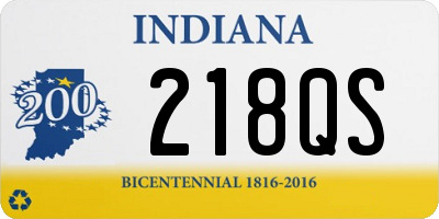 IN license plate 218QS