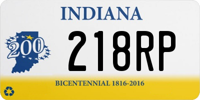 IN license plate 218RP