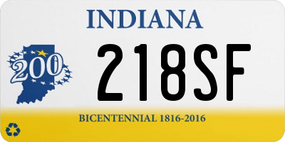 IN license plate 218SF