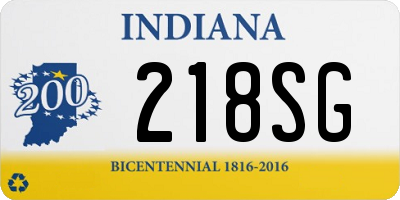 IN license plate 218SG