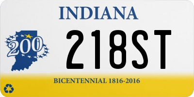 IN license plate 218ST