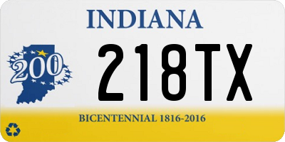 IN license plate 218TX