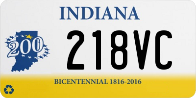 IN license plate 218VC