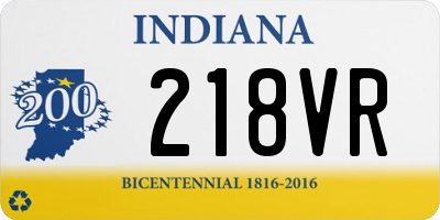 IN license plate 218VR