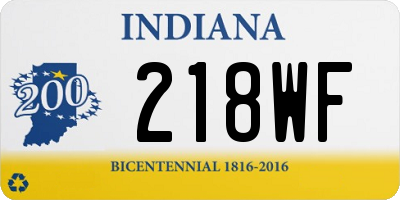 IN license plate 218WF