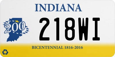 IN license plate 218WI