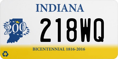 IN license plate 218WQ