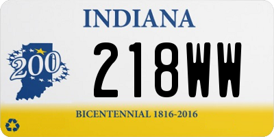 IN license plate 218WW