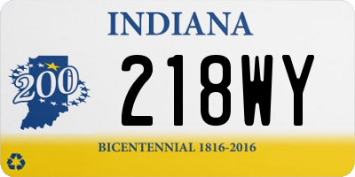 IN license plate 218WY