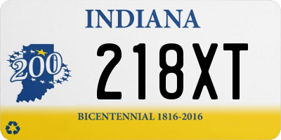IN license plate 218XT