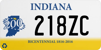 IN license plate 218ZC