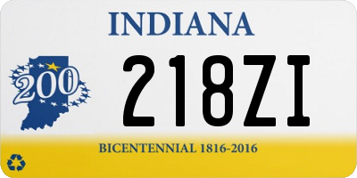 IN license plate 218ZI