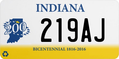 IN license plate 219AJ