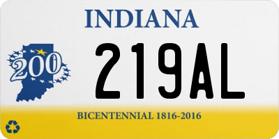 IN license plate 219AL