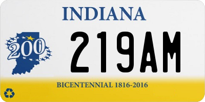 IN license plate 219AM