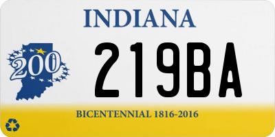 IN license plate 219BA