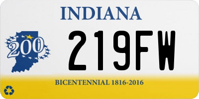 IN license plate 219FW