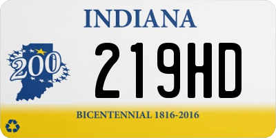 IN license plate 219HD