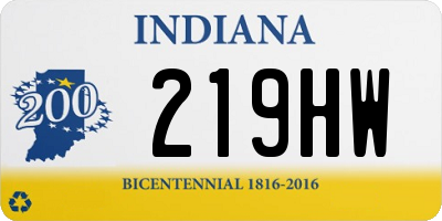 IN license plate 219HW