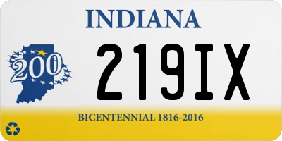 IN license plate 219IX